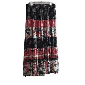 Carole Little Boho Festival Tiered Polka Dot Paisley Skirt 14 USA  -defect